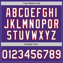 Load image into Gallery viewer, Custom Purple White-Red 3 Colors Arm Shapes Authentic Baseball Jersey