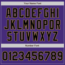 Load image into Gallery viewer, Custom Purple Black-Old Gold 3 Colors Arm Shapes Authentic Baseball Jersey
