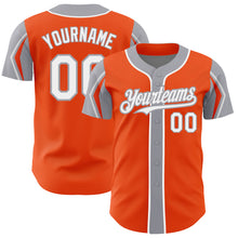 Загрузить изображение в средство просмотра галереи, Custom Orange White-Gray 3 Colors Arm Shapes Authentic Baseball Jersey