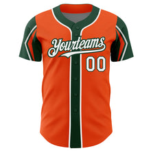 Загрузить изображение в средство просмотра галереи, Custom Orange White-Green 3 Colors Arm Shapes Authentic Baseball Jersey