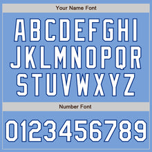 Load image into Gallery viewer, Custom Light Blue White-Royal 3 Colors Arm Shapes Authentic Baseball Jersey