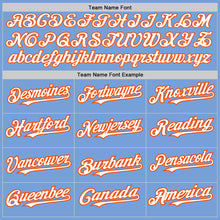 Load image into Gallery viewer, Custom Light Blue White-Orange 3 Colors Arm Shapes Authentic Baseball Jersey
