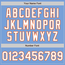 Load image into Gallery viewer, Custom Light Blue White-Orange 3 Colors Arm Shapes Authentic Baseball Jersey