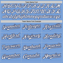 Charger l'image dans la galerie, Custom Light Blue White-Navy 3 Colors Arm Shapes Authentic Baseball Jersey