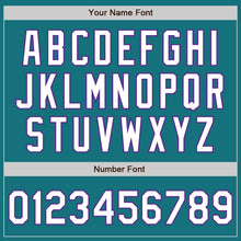 Load image into Gallery viewer, Custom Teal White-Purple 3 Colors Arm Shapes Authentic Baseball Jersey