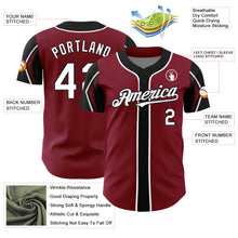 Load image into Gallery viewer, Custom Crimson White-Black 3 Colors Arm Shapes Authentic Baseball Jersey