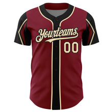 Charger l'image dans la galerie, Custom Crimson City Cream-Black 3 Colors Arm Shapes Authentic Baseball Jersey