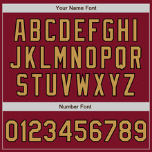 Загрузить изображение в средство просмотра галереи, Custom Crimson Old Gold-Black 3 Colors Arm Shapes Authentic Baseball Jersey