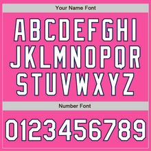 Загрузить изображение в средство просмотра галереи, Custom Pink White-Navy 3 Colors Arm Shapes Authentic Baseball Jersey