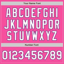 Load image into Gallery viewer, Custom Pink White-Purple 3 Colors Arm Shapes Authentic Baseball Jersey