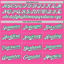 Load image into Gallery viewer, Custom Pink White-Kelly Green 3 Colors Arm Shapes Authentic Baseball Jersey