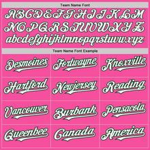 Load image into Gallery viewer, Custom Pink White-Green 3 Colors Arm Shapes Authentic Baseball Jersey