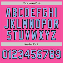 Load image into Gallery viewer, Custom Pink Light Blue-Black 3 Colors Arm Shapes Authentic Baseball Jersey