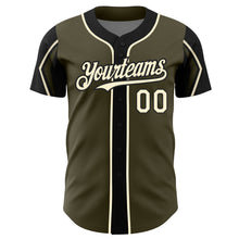 Загрузить изображение в средство просмотра галереи, Custom Olive Cream-Black 3 Colors Arm Shapes Authentic Salute To Service Baseball Jersey