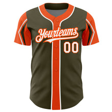 Загрузить изображение в средство просмотра галереи, Custom Olive White-Orange 3 Colors Arm Shapes Authentic Salute To Service Baseball Jersey