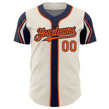 Загрузить изображение в средство просмотра галереи, Custom Cream Orange-Navy 3 Colors Arm Shapes Authentic Baseball Jersey