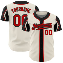 Загрузить изображение в средство просмотра галереи, Custom Cream Red-Black 3 Colors Arm Shapes Authentic Baseball Jersey