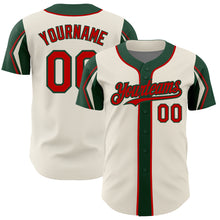 Загрузить изображение в средство просмотра галереи, Custom Cream Red-Green 3 Colors Arm Shapes Authentic Baseball Jersey