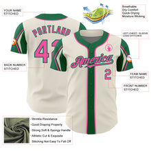 Load image into Gallery viewer, Custom Cream Pink-Kelly Green 3 Colors Arm Shapes Authentic Baseball Jersey