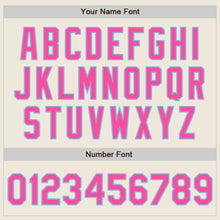 Загрузить изображение в средство просмотра галереи, Custom Cream Pink-Light Blue 3 Colors Arm Shapes Authentic Baseball Jersey