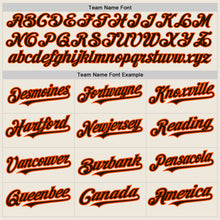 Load image into Gallery viewer, Custom Cream Brown-Orange 3 Colors Arm Shapes Authentic Baseball Jersey