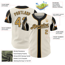 Load image into Gallery viewer, Custom Cream Old Gold-Black 3 Colors Arm Shapes Authentic Baseball Jersey