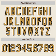 Load image into Gallery viewer, Custom Cream Old Gold-Black 3 Colors Arm Shapes Authentic Baseball Jersey