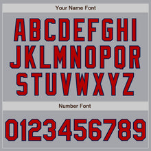 Загрузить изображение в средство просмотра галереи, Custom Gray Red-Navy 3 Colors Arm Shapes Authentic Baseball Jersey