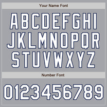 Charger l'image dans la galerie, Custom Gray White-Navy 3 Colors Arm Shapes Authentic Baseball Jersey