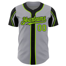 Charger l'image dans la galerie, Custom Gray Neon Green-Black 3 Colors Arm Shapes Authentic Baseball Jersey