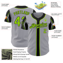 Charger l'image dans la galerie, Custom Gray Neon Green-Black 3 Colors Arm Shapes Authentic Baseball Jersey