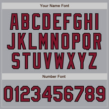 Load image into Gallery viewer, Custom Gray Crimson-Black 3 Colors Arm Shapes Authentic Baseball Jersey
