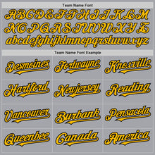Load image into Gallery viewer, Custom Gray Gold-Black 3 Colors Arm Shapes Authentic Baseball Jersey