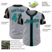 Charger l'image dans la galerie, Custom Gray Teal-Black 3 Colors Arm Shapes Authentic Baseball Jersey