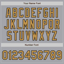 Charger l'image dans la galerie, Custom Gray Old Gold-Black 3 Colors Arm Shapes Authentic Baseball Jersey