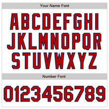 Laden Sie das Bild in den Galerie-Viewer, Custom White Red-Navy 3 Colors Arm Shapes Authentic Baseball Jersey