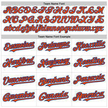 Load image into Gallery viewer, Custom White Orange-Royal 3 Colors Arm Shapes Authentic Baseball Jersey