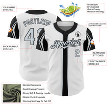 Load image into Gallery viewer, Custom White Silver-Black 3 Colors Arm Shapes Authentic Baseball Jersey