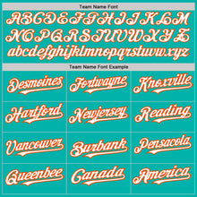 Загрузить изображение в средство просмотра галереи, Custom Aqua White-Orange 3 Colors Arm Shapes Authentic Baseball Jersey