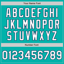 Загрузить изображение в средство просмотра галереи, Custom Aqua White-Navy 3 Colors Arm Shapes Authentic Baseball Jersey