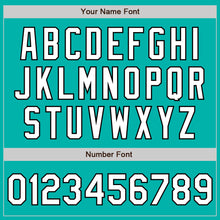 Загрузить изображение в средство просмотра галереи, Custom Aqua White-Black 3 Colors Arm Shapes Authentic Baseball Jersey