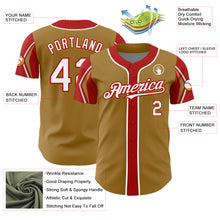 Загрузить изображение в средство просмотра галереи, Custom Old Gold White-Red 3 Colors Arm Shapes Authentic Baseball Jersey