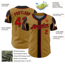 Laden Sie das Bild in den Galerie-Viewer, Custom Old Gold Red-Black 3 Colors Arm Shapes Authentic Baseball Jersey