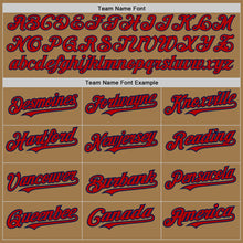 Загрузить изображение в средство просмотра галереи, Custom Old Gold Red-Navy 3 Colors Arm Shapes Authentic Baseball Jersey