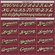 Загрузить изображение в средство просмотра галереи, Custom Burgundy City Cream-Black 3 Colors Arm Shapes Authentic Baseball Jersey