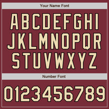 Загрузить изображение в средство просмотра галереи, Custom Burgundy City Cream-Black 3 Colors Arm Shapes Authentic Baseball Jersey
