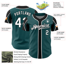Загрузить изображение в средство просмотра галереи, Custom Midnight Green White-Black 3 Colors Arm Shapes Authentic Baseball Jersey
