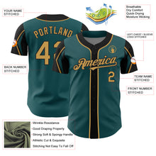 Загрузить изображение в средство просмотра галереи, Custom Midnight Green Old Gold-Black 3 Colors Arm Shapes Authentic Baseball Jersey
