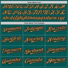 Загрузить изображение в средство просмотра галереи, Custom Midnight Green Old Gold-Black 3 Colors Arm Shapes Authentic Baseball Jersey