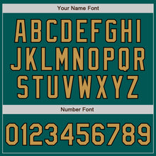 Загрузить изображение в средство просмотра галереи, Custom Midnight Green Old Gold-Black 3 Colors Arm Shapes Authentic Baseball Jersey